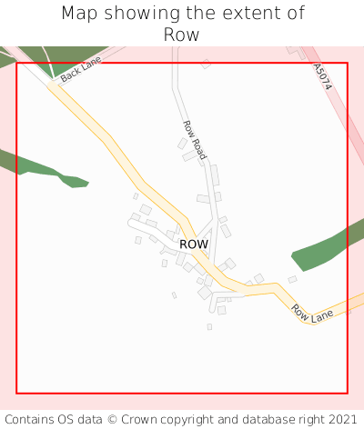 Map showing extent of Row as bounding box