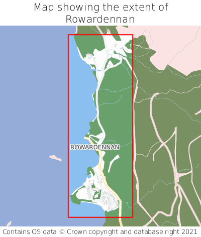 Map showing extent of Rowardennan as bounding box