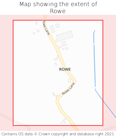 Map showing extent of Rowe as bounding box