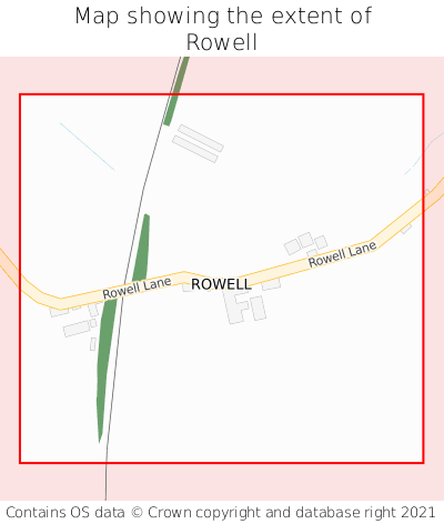 Map showing extent of Rowell as bounding box