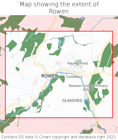 Map showing extent of Rowen as bounding box