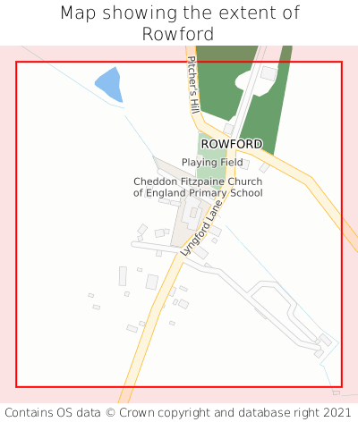 Map showing extent of Rowford as bounding box