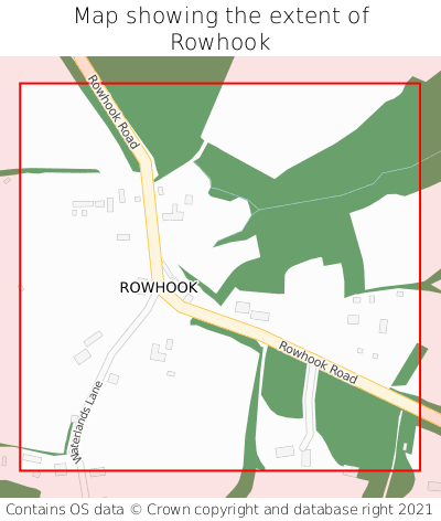 Map showing extent of Rowhook as bounding box