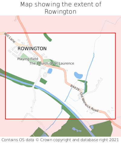Map showing extent of Rowington as bounding box