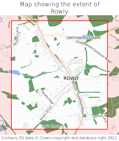 Map showing extent of Rowly as bounding box