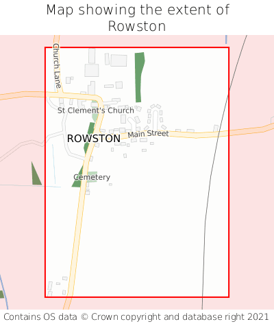 Map showing extent of Rowston as bounding box