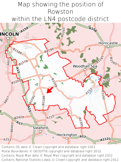 Map showing location of Rowston within LN4