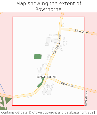 Map showing extent of Rowthorne as bounding box