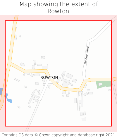 Map showing extent of Rowton as bounding box