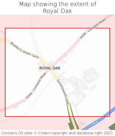 Map showing extent of Royal Oak as bounding box