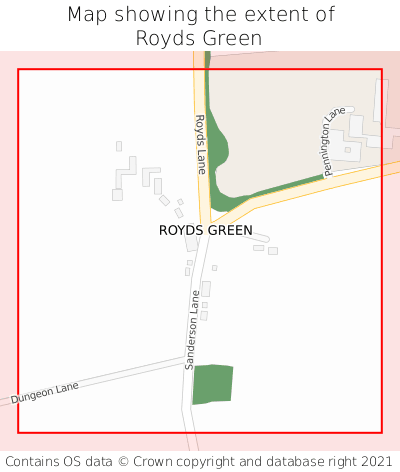 Map showing extent of Royds Green as bounding box