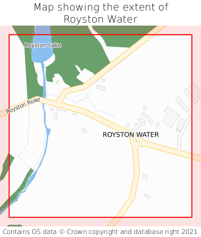 Map showing extent of Royston Water as bounding box