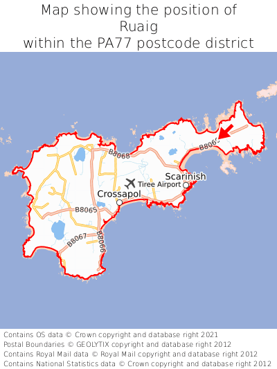 Map showing location of Ruaig within PA77