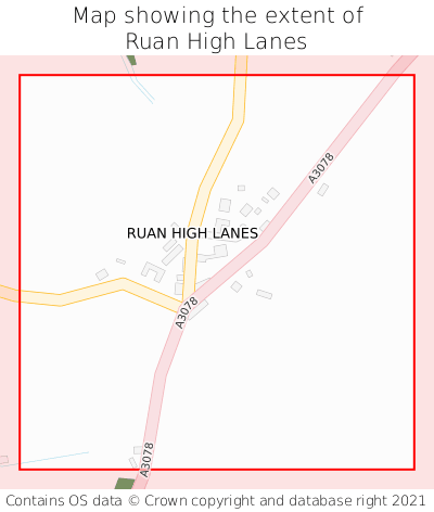 Map showing extent of Ruan High Lanes as bounding box