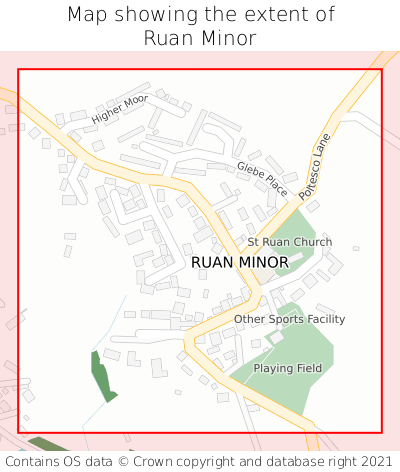 Map showing extent of Ruan Minor as bounding box