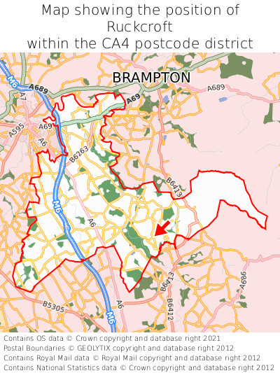 Map showing location of Ruckcroft within CA4