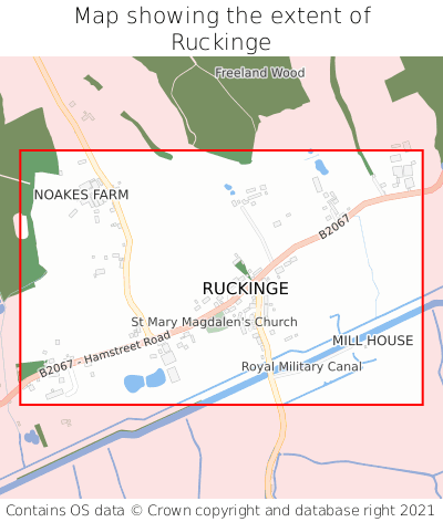 Map showing extent of Ruckinge as bounding box