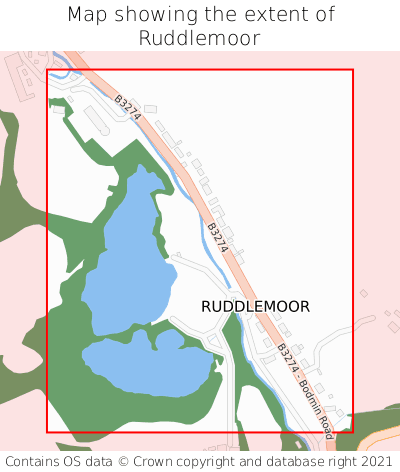 Map showing extent of Ruddlemoor as bounding box