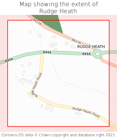 Map showing extent of Rudge Heath as bounding box