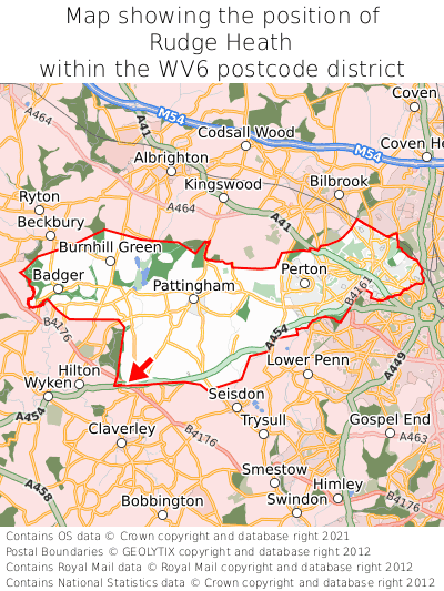 Map showing location of Rudge Heath within WV6