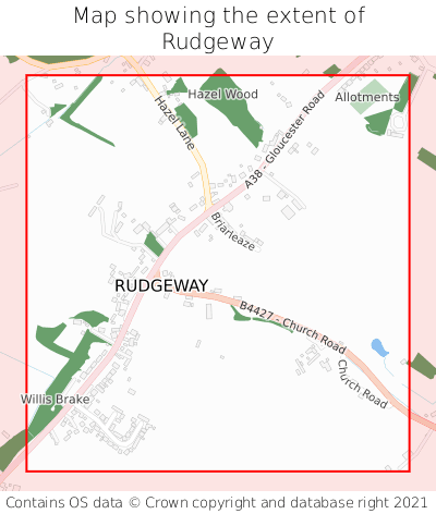 Map showing extent of Rudgeway as bounding box