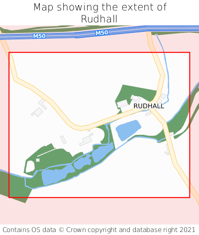 Map showing extent of Rudhall as bounding box