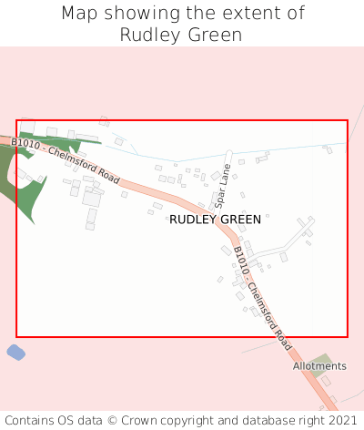 Map showing extent of Rudley Green as bounding box