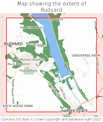 Map showing extent of Rudyard as bounding box