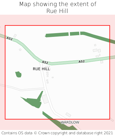 Map showing extent of Rue Hill as bounding box