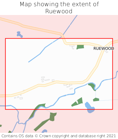 Map showing extent of Ruewood as bounding box