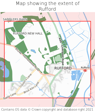 Map showing extent of Rufford as bounding box