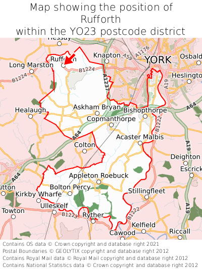 Map showing location of Rufforth within YO23