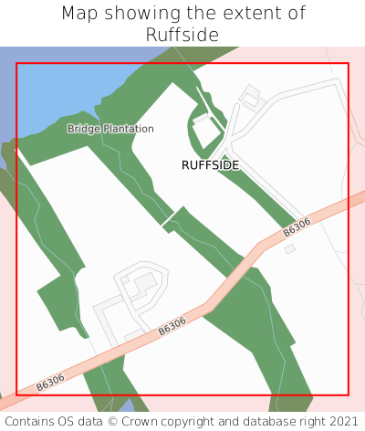 Map showing extent of Ruffside as bounding box