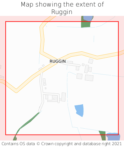 Map showing extent of Ruggin as bounding box