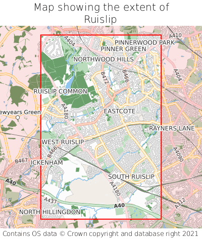 Map showing extent of Ruislip as bounding box