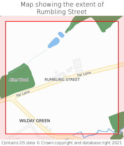 Map showing extent of Rumbling Street as bounding box