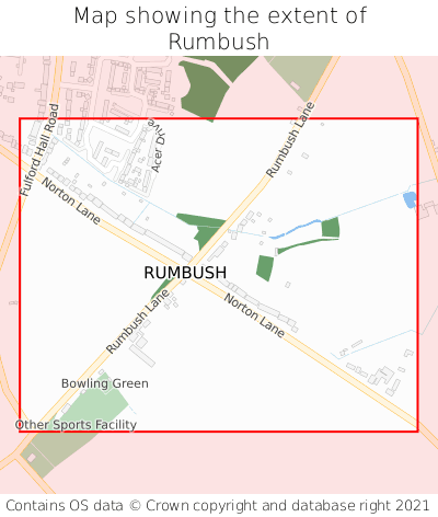 Map showing extent of Rumbush as bounding box