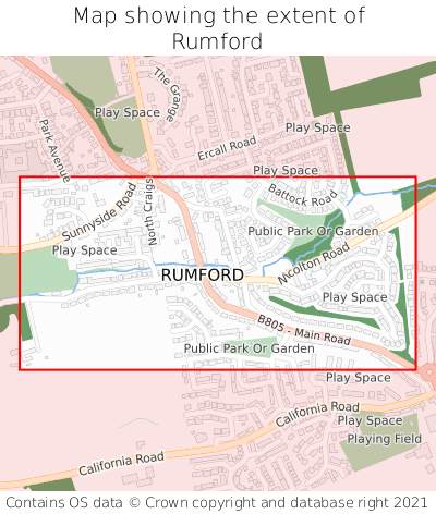 Map showing extent of Rumford as bounding box