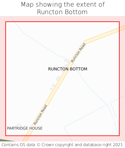 Map showing extent of Runcton Bottom as bounding box