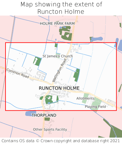 Map showing extent of Runcton Holme as bounding box
