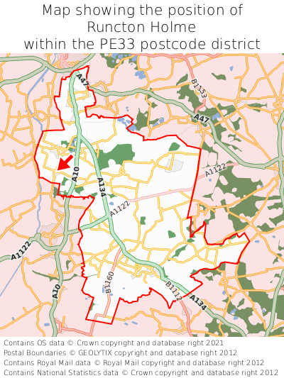 Map showing location of Runcton Holme within PE33