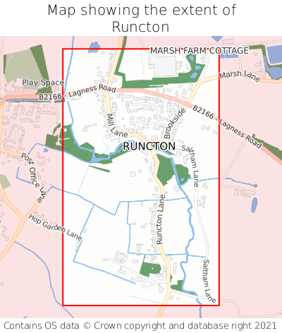 Map showing extent of Runcton as bounding box
