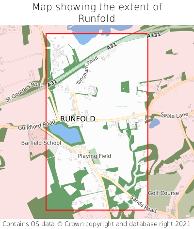 Map showing extent of Runfold as bounding box