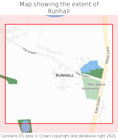 Map showing extent of Runhall as bounding box