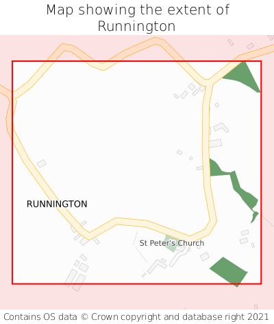 Map showing extent of Runnington as bounding box
