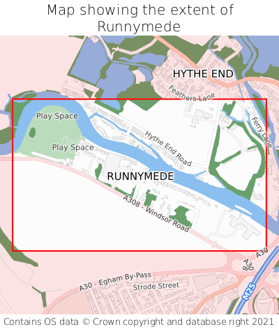 Map showing extent of Runnymede as bounding box
