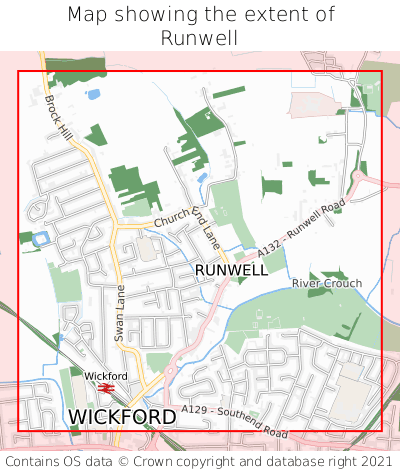 Map showing extent of Runwell as bounding box