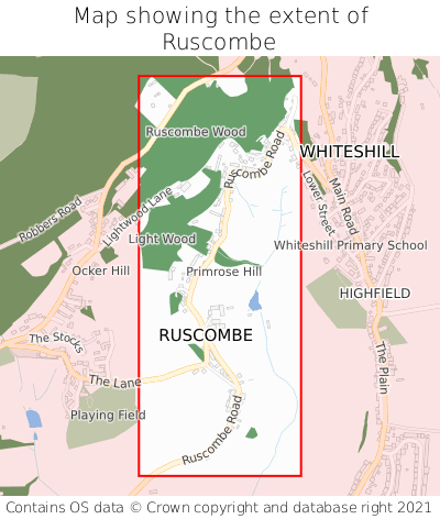 Map showing extent of Ruscombe as bounding box