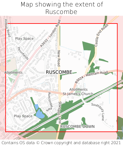 Map showing extent of Ruscombe as bounding box