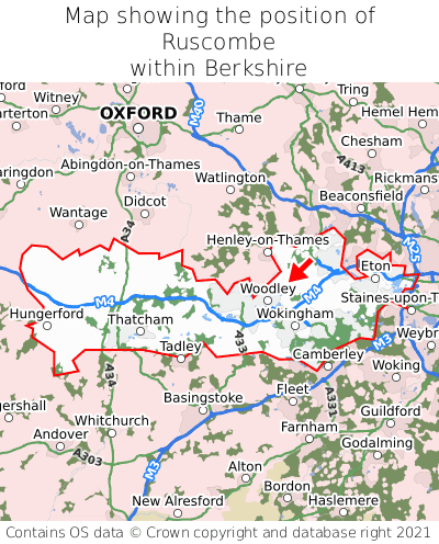 Map showing location of Ruscombe within Berkshire
